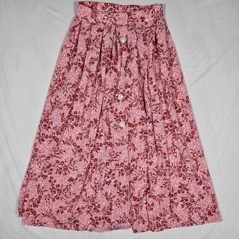 ASOS Pink Floral Button-Front Maxi Skirt